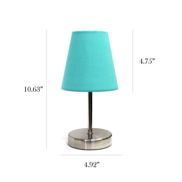 Sand Nickel Mini Basic Table Lamp With Fabric Shade, Blue